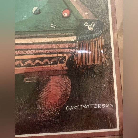 Gary Patterson "Pool Shark" 1980 Pool Wall Print Plaque 8x10 Vintage Sealed - Picture 3 of 9